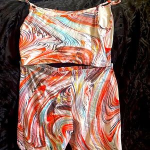 2 set piece, cropped tang top and biker shorts